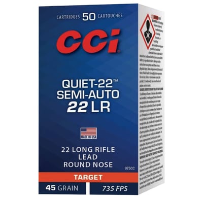 CCI 975CC Target Plinking Quiet22 22LR 45 GR LRN 50 Rounds - $4.99 