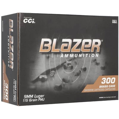 CCI Blazer Brass 9mm Luger 115gr FMJ Handgun Ammo - 300 Rounds - $75.59  (Free S/H over $75 or Free store pickup)