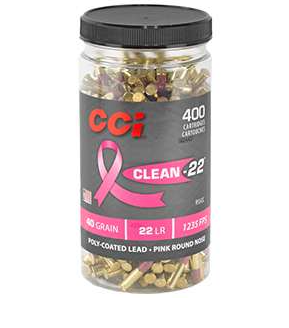CCI High Velocity Clean-22 Ammunition Pink .22LR 40gr Poly Coated LRN 1235 fps 400/ct - $31.71 