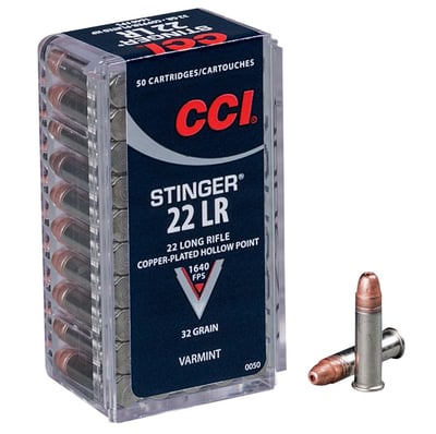 CCI Varmint Stinger 22LR Ammo 32 GR HP 50 Rounds - $6.48