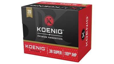 Koenig Defense 38 Super 110 Grain Hollow Point Brass 20 rounds - $10.99 (Free S/H over $49 + Get 2% back from your order in OP Bucks)