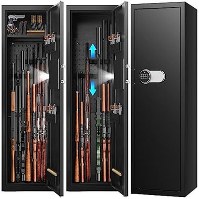 Fireproof Gun Safe Rifle, Heavy Duty Anti-Theft Gun Cabinets for Rifles with 3 Pistol Rack & Silent Mode - $199.99 after code" NPMKWD46 + FREE Shipping