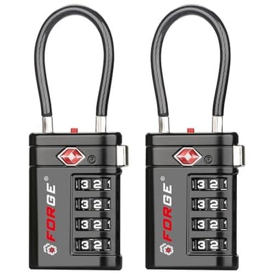 2 Pack Forge TSA Approved Luggage Locks 4 Digit Combination TSA Travel Locks with TSA008, Open Alert Indicator, Zinc Alloy Body - $11 + FREE Shipping
