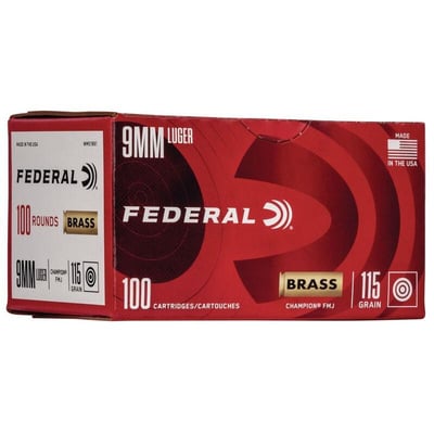 Federal Champion Training Handgn Ammunition 9mm Luger 115 gr FMJ 1125 fps 100/ct - $25.99