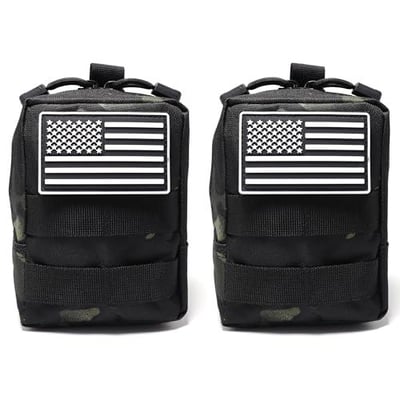 YUNCAIMAOYI 2 Pack Small Molle Pouches Water-Resistant EDC Black Camo - $8.49 + FREE Shipping