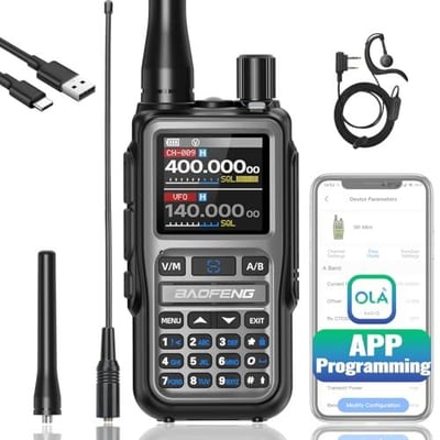 Baofeng Radio UV-5R Mini Long Range Two Way NOAA Weather Rechargeable Dual PTT APP Programming Copy Frequency 999CH - $20.99 + FREE Shipping
