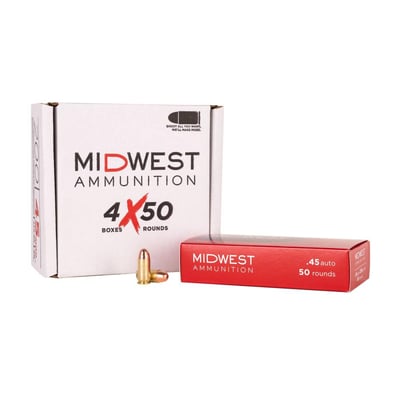 Midwest Ammunition 45 ACP 230 Grain FMJ 200 Round Pack - $89.99 