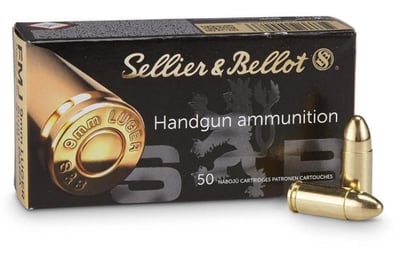 Sellier & Bellot 9mm Ammo 115gr FMJ Brass Case 1,000 Rounds - $217.99 