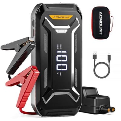 Car Battery Jump Starter Portable, 6000A 12V Car Jumper Starter with Jump Box (All Gas/10.0L Diesel), LCD Display, USB Quick Charge & LED Light, Ultimate Durable Long-Lasting Battery Jump Pack - $33 w/code: TGJ285Z6 + FREE Shipping