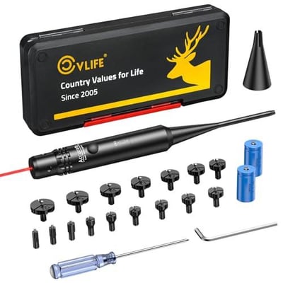 40% off Bore Sight Laser Kit fit 0.17 to 12GA Calibers, Professional Red/Green Laser Boresighter Kit for All Gun, Multiple Caliber Bore Sighting Kit for Hunting Rifles Pistols and Handgun w/code AFOQSZWO - $13.79 + FREE Shipping