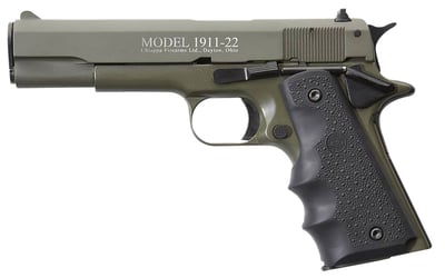 Chiappa 1911-22 .22 LR 5" Barrel 10 +1 Rounds Hogue Grips Aluminum Frame OD Green - $280.34 ($16.95 Firearms, $11.99 Accessories)