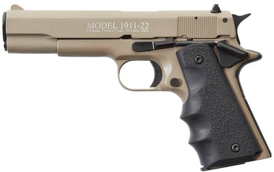Chiappa Firearms 1911, 22LR, 5" Barrel, 10rd, Hogue Rubber Grip, Tan Slide - $268.49 
