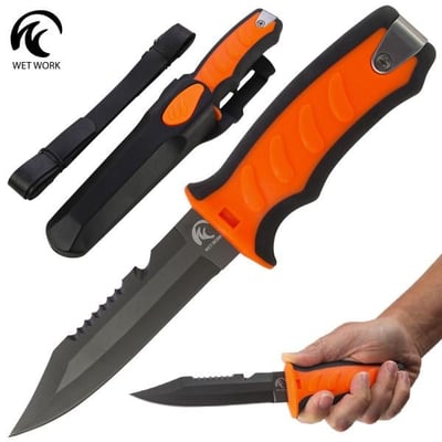 Wet Work Partially Serrated Fixed Blade Dive Knife - $9.96 (Free S/H over $25)