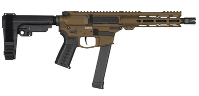 CMMG Banshee MKGs 9mm Tactical Pistol, 8" Barrel, 33rd Glock Magazine, RipBrace, Midnight Bronze - $1359.99