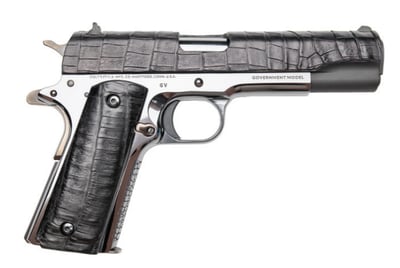 CNC Firearms Colt Government Gator 1911 Pistol, .45 ACP, 5" Match Barrel, 7 Rounds, Alligator Leather Grip, Black - $3149.95 (Add to Cart for Best Price)