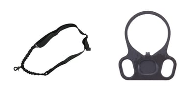 Combo Deal Omega MFG Single Point Bungee Rifle Sling - Black + Ambidextrous Sling End Plate - $5.99 (FREE S/H over $120)