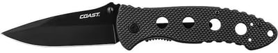 Coast DX340 Double Lock Pocket Knife 3.62" Drop Point 7Cr17MoV Black Blade Nylon Handle Black - $17.99 (Free Shipping on $100+ Orders)