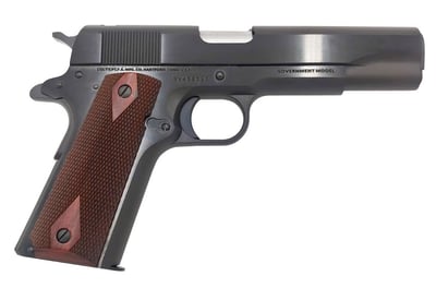 Colt 1911 Government .45 ACO 5" Barrel 7RD No Sights / Rollmarks Black w/ Wood Grips, Hard Case - $925 