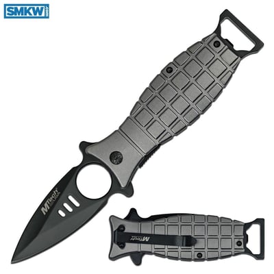 MTech Spring-Assisted Folding Knife Gray Grenade - $9.99 (Free S/H over $75, excl. ammo)