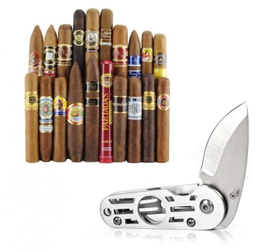 2 In 1 Stainless Steel Cigar Cutter Guillotine Mini Folding Knife - $9.49 shipped (Free S/H over $25)