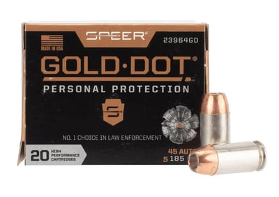 CCI Speer Gold Dot 45 ACP 185gr Jacketed Hollow Point Ammo - Box of 20 - $26.77