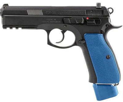 CZ-USA 75 SP-01 Competition 9mm 4.6" 21rd w/ Night Sights Black & Blue Grips - $949.99 (Add to cart for best price)