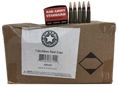 Red Army Standard 7.62x39 122 GR FMJ Ammo, Steel Case, Berdan Primed, Non-Corrosive 1000 Rounds - $499.99 + FREE Shipping 