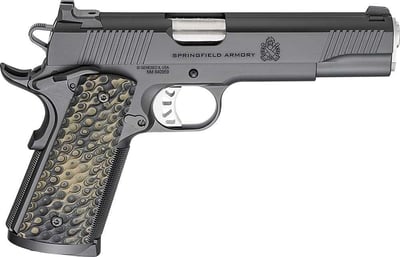 Springfield 1911 TRP .45 ACP Pistol 5" Match Grade Barrel, 8rd, Black Carbon Steel Slide, G10 Grips - $1420 
