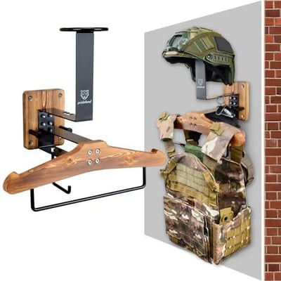 Pridefend Tactical Gear Wall Mount,Solid Wood & Heavy Duty Steel Helmet Wall Mount,Multipurpose Motorcycle Helmet Holder for for Police Military Gear Football Cycling Suit - $28.09After Code “5H43O6MW”  (Free S/H over $25)