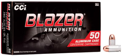 CCI Blazer 380 Auto/ACP 95gr TMJ Aluminum Case Ammunition 50rds - $9.99 
