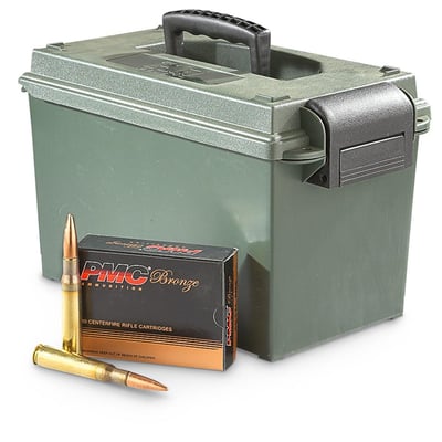 PMC Bronze .50 BMG 660 Gr FMJ Boat-Tail with Ammo Can 100 Rnd - $389.49