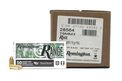 Remington Range 9MM 115 Grain Full Metal Jacket 500 Round Case - $130 (Free S/H)
