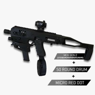 MCK GEN 2 Micro Conversion Kit + Red Dot + 50 Round Drum For Glock Only - $459.95 (Free S/H over $150)
