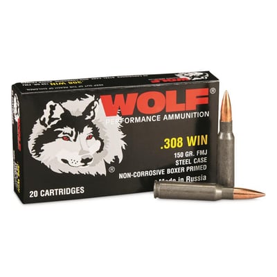 Wolf .308 Win FMJ 150 Grain 500 Rounds Steel Case - $299.24 (Buyer’s Club price shown - all club orders over $49 ship FREE)