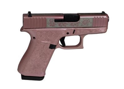 Glock 43x Custom Engraved Handgun 9mm 3.4" Barrel 10-Rounds - Glock & Roses Engraving - $525.99 ($9.99 S/H on Firearms / $12.99 Flat Rate S/H on ammo)