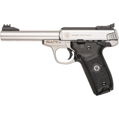 Smith and Wesson SW22 Victory Stainless .22LR 5.5-inch 10Rd Fiber Optic Sight - $383.99 ($9.99 S/H on Firearms / $12.99 Flat Rate S/H on ammo)