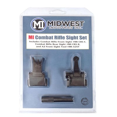 Midwest Industries AR-15 Combat Rifle Flip Up Complete Sight Set Mil-Spec Height 6061 Aluminum Base Matte Black Finish - $99.95