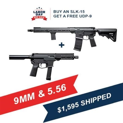 BOGO - Buy an SLK-15 Rifle and Get a UDP-9 Pistol Free - BLK/FDE - $1595 