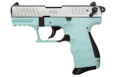 Walther P22 Q Angel Blue/Stainless .22 LR 3.42" Barrel 10-Rounds Ambidextrous Controls - $199.99 ($19.99 S/H on Firearms / $15.99 Flat Rate S/H on ammo)