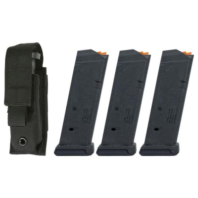 3 Magpul PMAG GL9 Glock 9mm 15 Round Magazines & Blackhawk Single Pistol Pouch Bundle - $29.99 