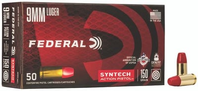 Federal American Eagle Syntech Action Pistol Training 9mm 150 gr Total Syntech Jacket Flat Nose 1000 Rnd - $368.24 (Free S/H)