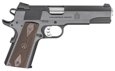 Springfield 1911 Garrison 45 ACP 5" 7+1 Blued Carbon Steel Frame & Slide Thin-Line Wood with Double-Diamond Pattern Grip - $699.99 
