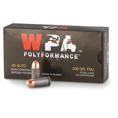 Wolf, WPA PolyFormance, .45 ACP, FMJ, 230 Grain, 250 Rounds - $128.24 (Buyer’s Club price shown - all club orders over $49 ship FREE)