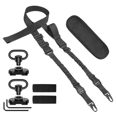 EZshoot Two Point Rifle Sling with Removable Widened Shoulder Pad and Quickly Adjust Length Loop Black - $11 w/code "QDECBK55" + FREE Shipping