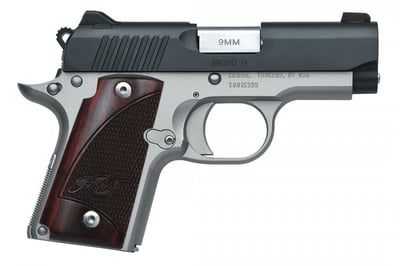 Kimber Micro 9 Two-Tone 9mm 3.15" 6rd Black/Satin Silver Rosewood Grips - $529.99 (free store pickup)