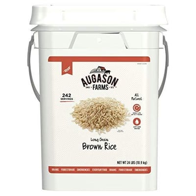 Augason Farms Long Grain Brown Rice Emergency Food Storage 24 Pound Pail - $33 (Free S/H over $25)