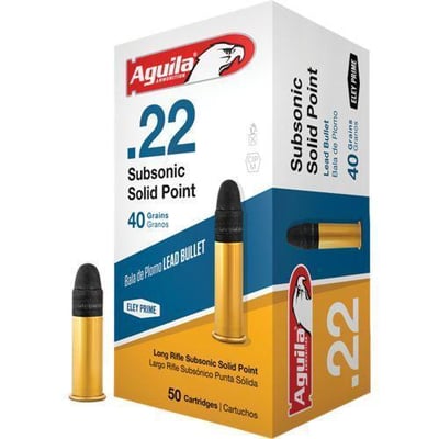 Aguila Ammunition Subsonic Solid-Point .22 40-Grain Rimfire Ammunition 50 rounds - $9.99 (Free S/H over $49 + Get 2% back from your order in OP Bucks)