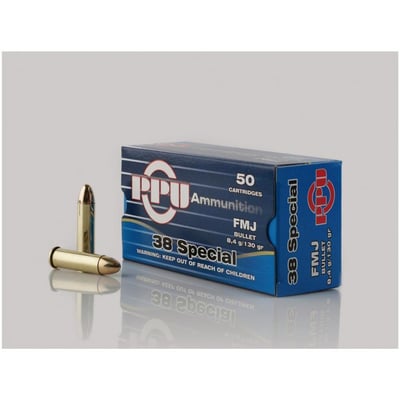 PPU .38 Special 130-Gr. FMJ 50 Rnds - $12.39