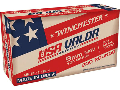 Winchester USA Valor NATO Ammunition 9mm Luger 124 Grain Full Metal Jacket - $419.99