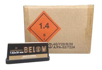 Belom Brass Case Ammo 7.62x39mm 123gr Fmj 480 Round Case - $227.88